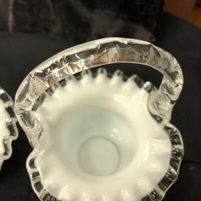 Two silver crest ruffled baskets