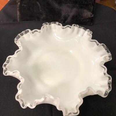 Fenton silver crest ruffled candy dish