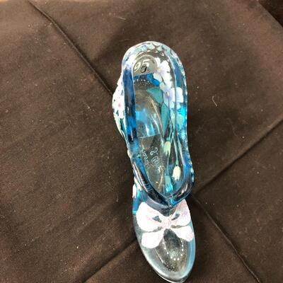 Fenton iridescent hand painted slipper