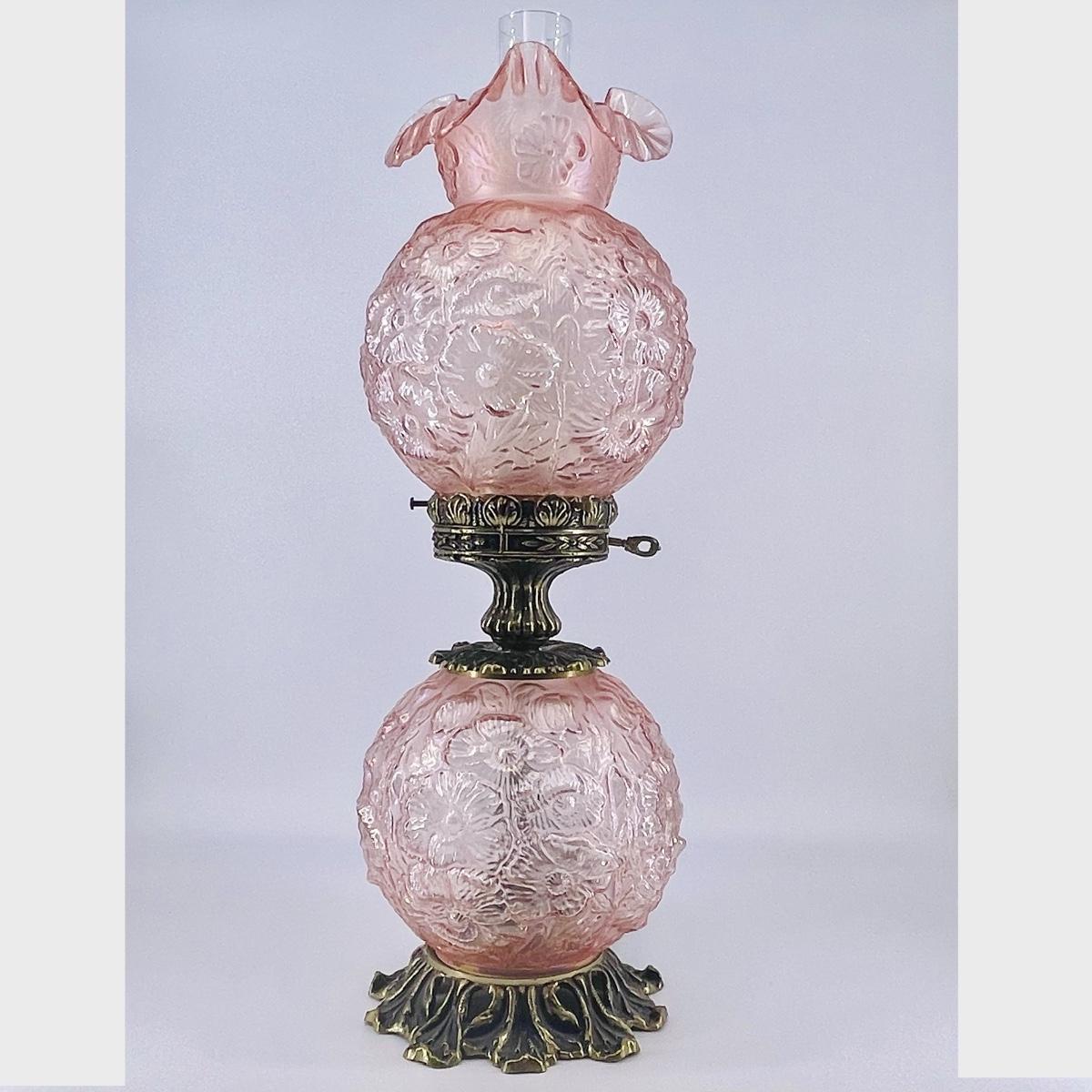204 Breathtaking Vintage Fenton “L&L WMC” 3Way Double Pink Globe