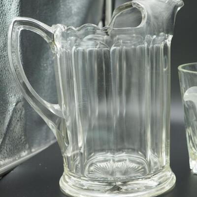 Lot 100 Antique clear glassware and pitcher