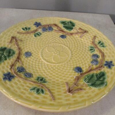 Tiffany & Co Blackberries Yellow Blue Basket Weave Plate Made In Portugal