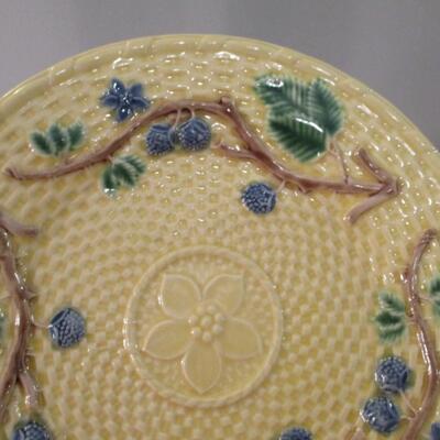 Tiffany & Co Blackberries Yellow Blue Basket Weave Plate Made In Portugal