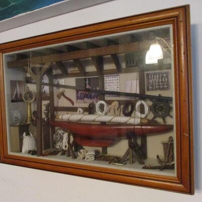 Vintage Nautical Sailboat Diorama Shadow Box Boat Builder Marine
