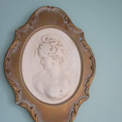 Chalkware Wall Plaque Cameo Young Lady