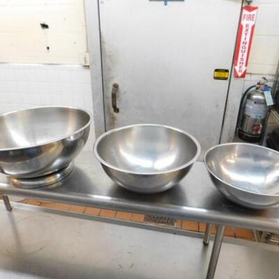 Set of Three Large Commercial NSF Mixing Bowls Various Sizes