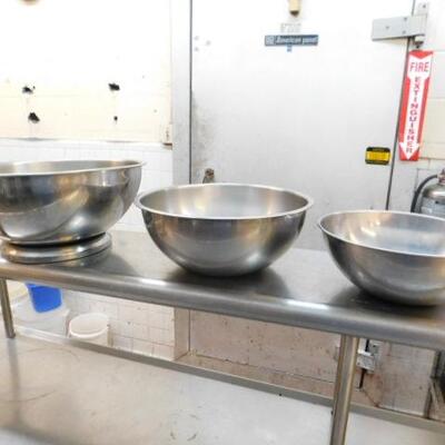 Set of Three Large Commercial NSF Mixing Bowls Various Sizes