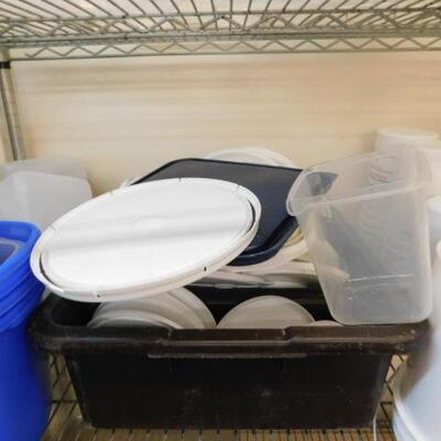 Collection of Plastics Storage Containers and Lids