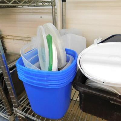 Collection of Plastics Storage Containers and Lids