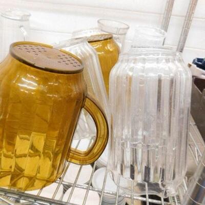 Assortment of Clear and Color Food Grade  Water or Beverage Pitchers 