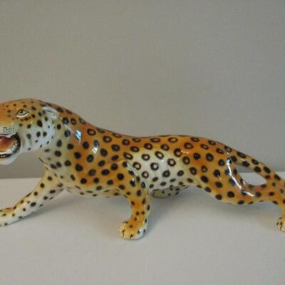  Italian Porcelain Leopard Sculpture by Ronzan 