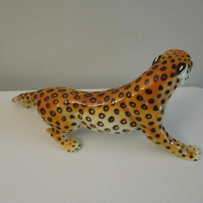  Italian Porcelain Leopard Sculpture by Ronzan 