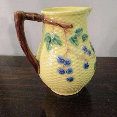 Tiffany & Co Blackberries Yellow Blue Basket Weave Pitcher Made In Portugal