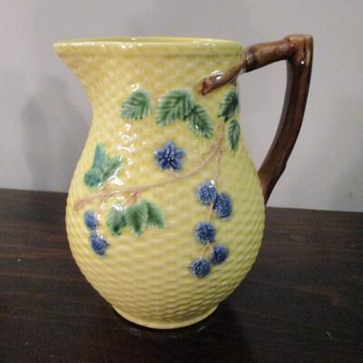 Tiffany & Co Blackberries Yellow Blue Basket Weave Pitcher Made In Portugal