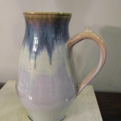 Signed Blue Drip Glaze Studio Art Pottery - Pitcher 10