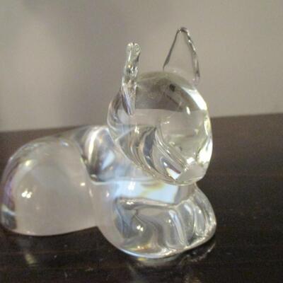 Steuben Crystal Kitten/Cat Signed Paperweight