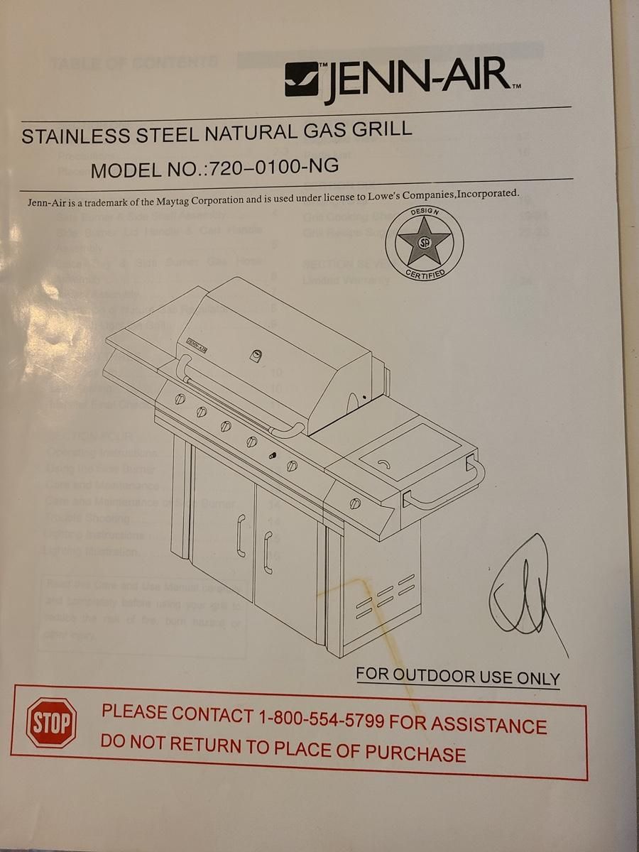 Lot 1000 JennAir Natural Gas Grill