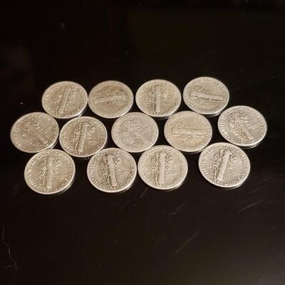 13 various date silver rosevelt dimes 