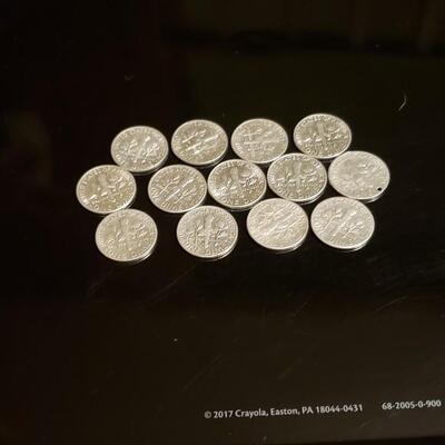 13 various date silver mercury dimes 