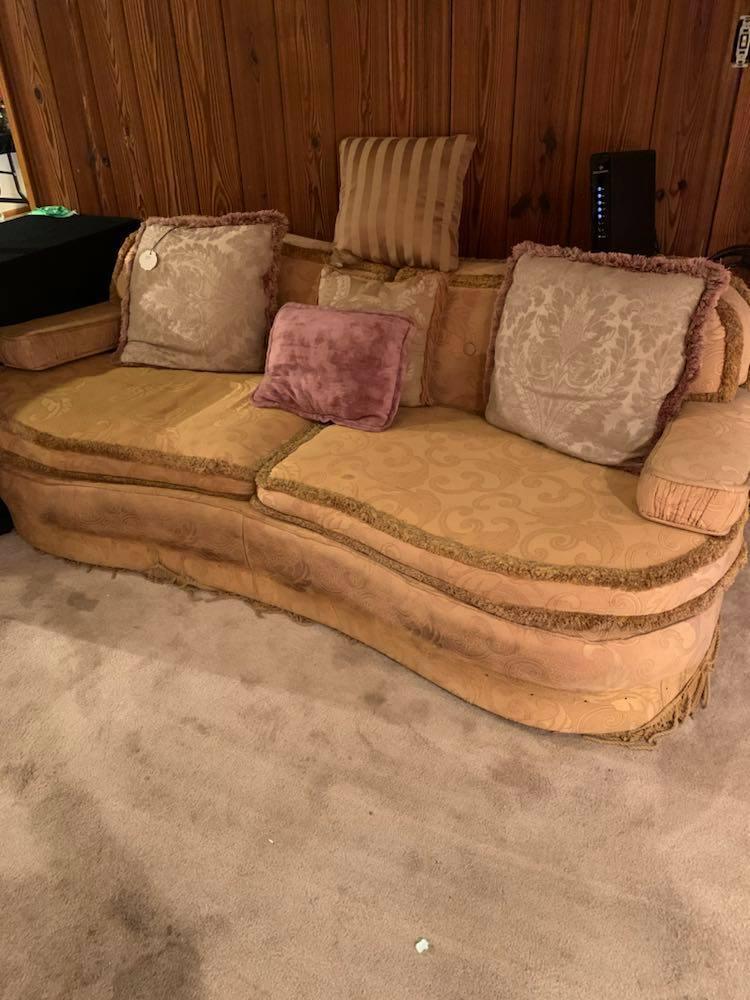Lot 12 Gold Couch & Pillows