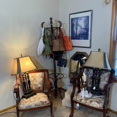 Lot 19: Chairs , coat rack & more