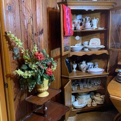 Lot 20: China cabinet, table & more