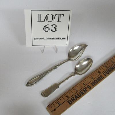 Webster Sterling Handle Fancy Serving Spoon and Holmes and Edwards Silver Inlay Teaspoon