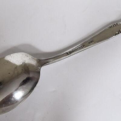 Silver Plate Rogers Bros Precious Mirror 1954 Serving Spoon and Unmarked Vintage Sugar Tongs