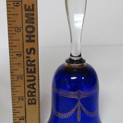 Vintage Cobalt Blue With Gold Trim Bohemia Glass Bell
