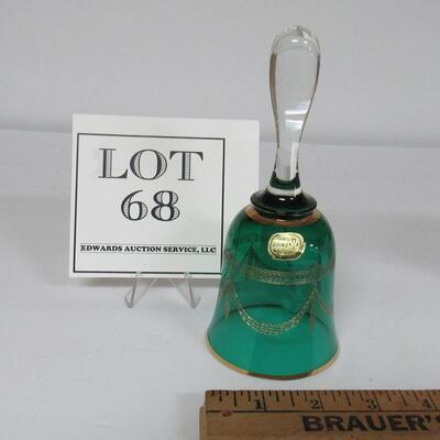 Vintage Green With Gold Trim Bohemia Glass Bell
