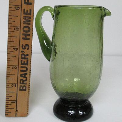 MCM Green Crackle Glass Pitcher or Tall Creamer