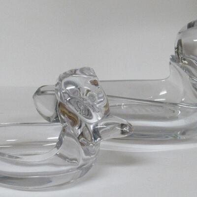 2 Vintage Duncan Miller Glass Duck Ashtrays