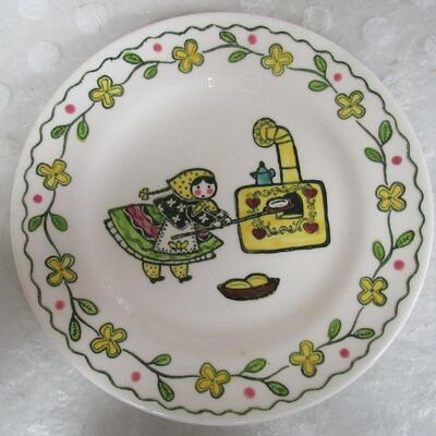 Vintage Metlox of Cal Happy Time Small Plate, Kitchen Scene