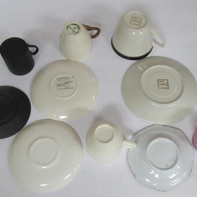 5 Vintage Cup and Saucer Sets, Lenox, Wedgwood, Lusterware, Metlox, The Big Apple