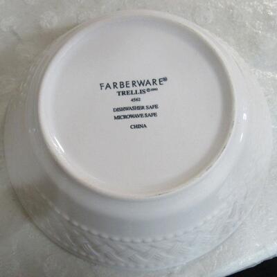 4 Bowls, 4 Plates, Farberware Stoneware, Trellis Pattern #4562, Retired