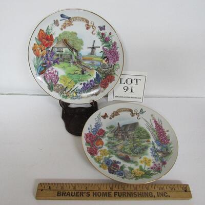 2 Vintage Gardens of Beauty Plates, Dutch Country Garden and English Country Garden
