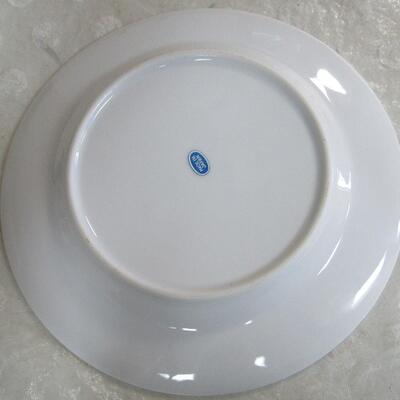 Vintage Japan Peacock Plate and Clear Etched/Cut Glass Bell
