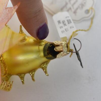 Blown Glass Ornament, Hand Painted from Italy. Tiny Break as shown
