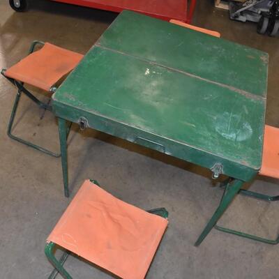 Coleman Metal Folding Table with 4 seats. Vintage? | EstateSales.org