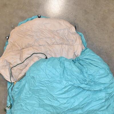 3 Sleeping Bags. 2 Green Mummy Style. 1 Dark Blue