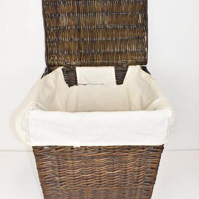 Dark Brown Wicker Basket Laundry Hamper with Liner