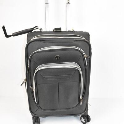 Revo Black Carry-On Suitcase with Spinner Wheels. Top Handle Broken