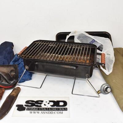 Small Camping Grill, Browning Bag, Holster, Knife with Case
