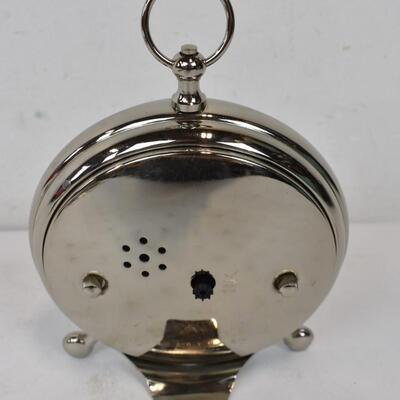 Pocket Watch Style Desk Mantel Clock by Pottery Barn. Chrome, B&W