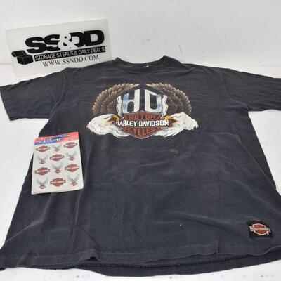 2 pc Harley-Davidson: 2 New Sticker Sheets & Vintage Salt Lake City T-Shirt