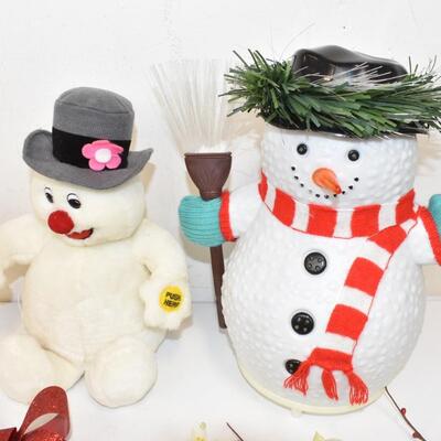 Holiday Decor: Snowmen & Red Silver Ornaments Collection