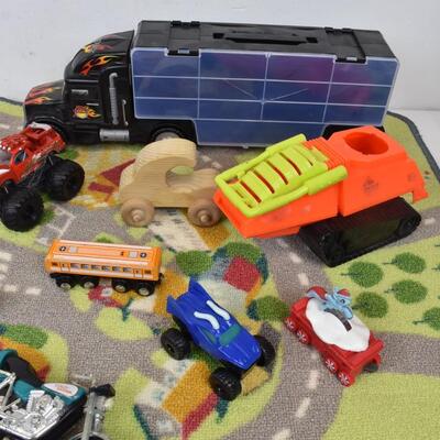 26 pc Cars/Trucks Toys with Roadway Rug 27