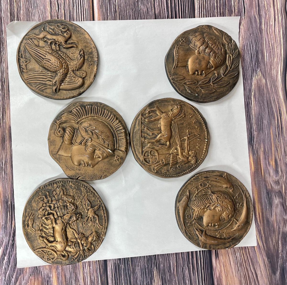 Set of 6 Vintage Greek Roman Mythological Medallion Wall Art ...