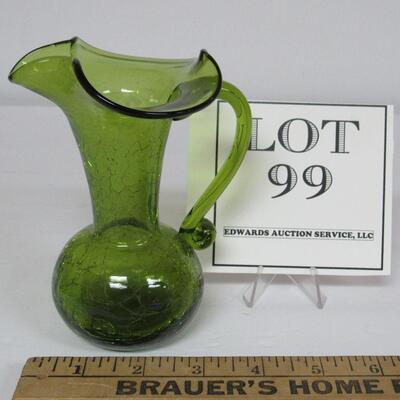 Nice MCM Green Crackle glass Pitcher