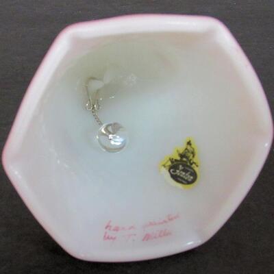 Vintage Fenton Rosaline Hand Painted Satin Glass Bell, Artist Signed 